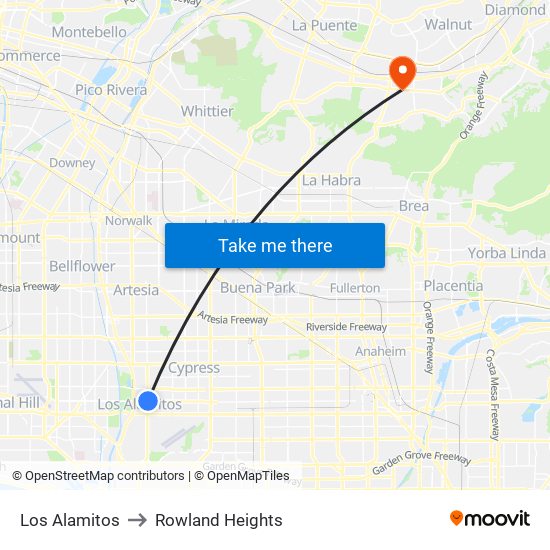 Los Alamitos to Rowland Heights map