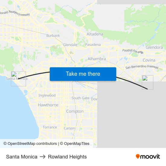 Santa Monica to Rowland Heights map
