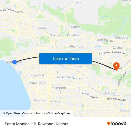 Santa Monica to Rowland Heights map