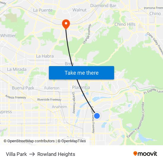 Villa Park to Rowland Heights map
