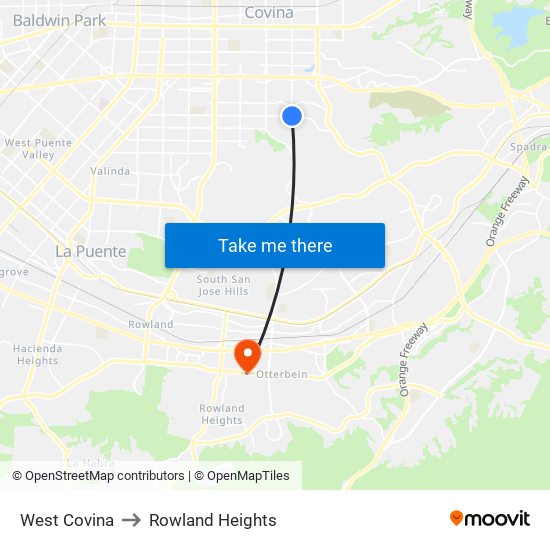 West Covina to Rowland Heights map