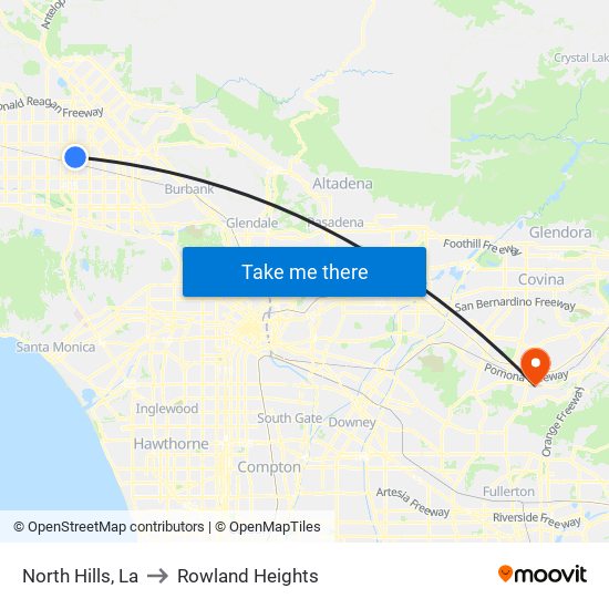 North Hills, La to Rowland Heights map