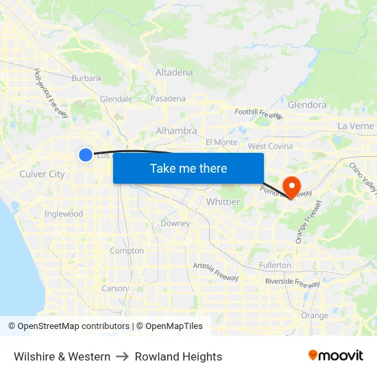 Wilshire & Western to Rowland Heights map