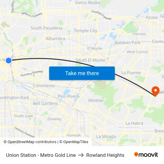 Union Station - Metro Gold Line to Rowland Heights map
