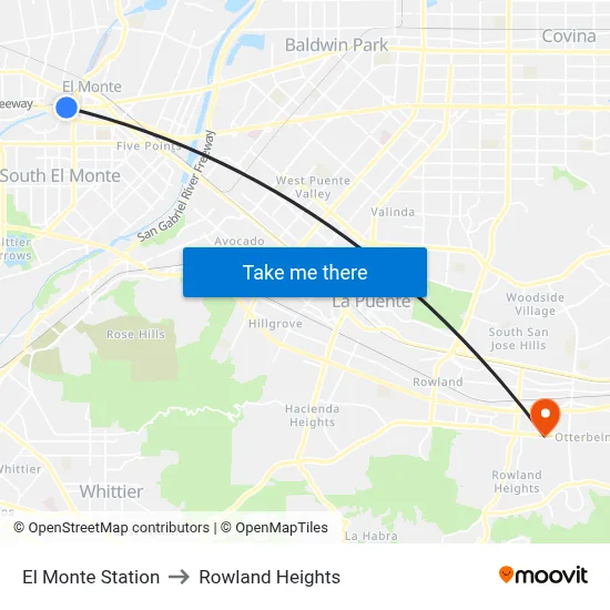 El Monte Station to Rowland Heights map