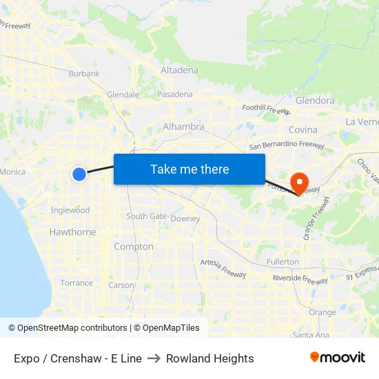 Expo / Crenshaw - E Line to Rowland Heights map