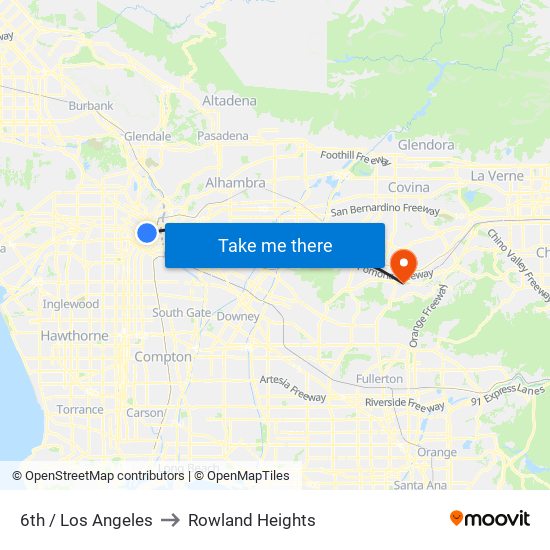 6th / Los Angeles to Rowland Heights map