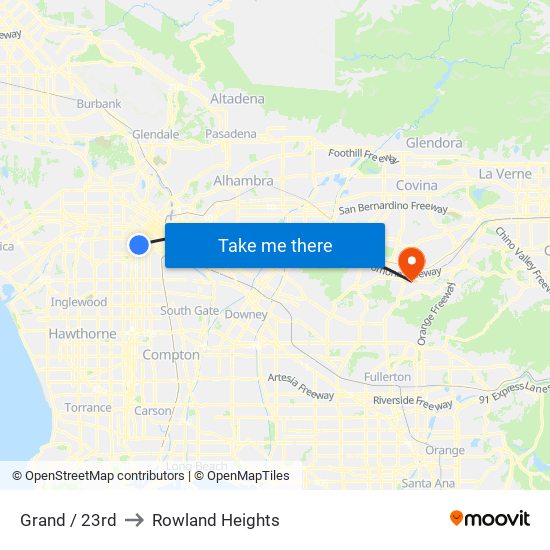 Grand / 23rd to Rowland Heights map