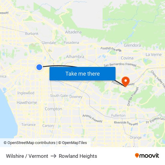 Wilshire / Vermont to Rowland Heights map