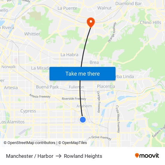 Manchester / Harbor to Rowland Heights map