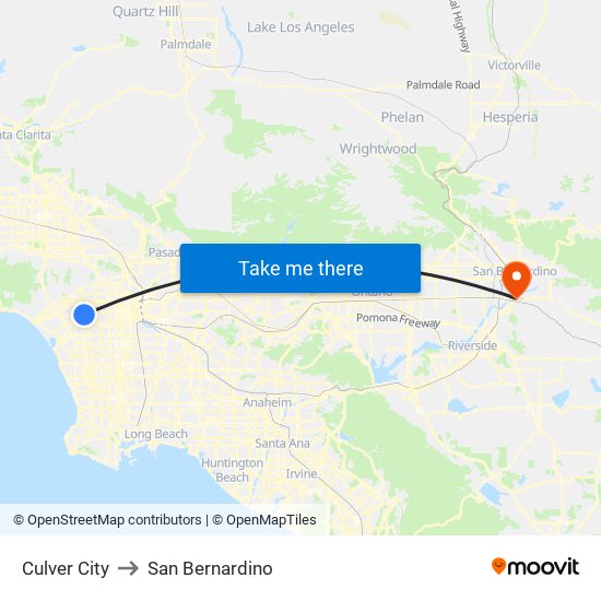 Culver City to San Bernardino map