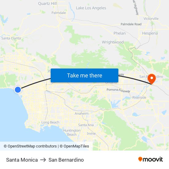 Santa Monica to San Bernardino map