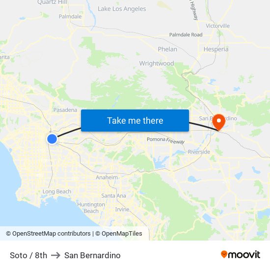 Soto / 8th to San Bernardino map