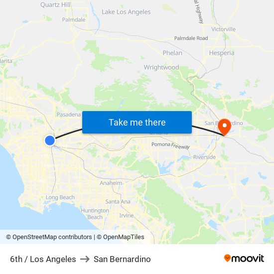 6th / Los Angeles to San Bernardino map