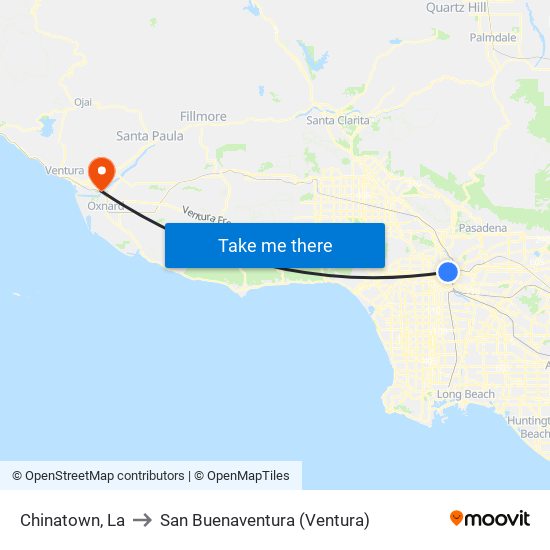 Chinatown, La to San Buenaventura (Ventura) map