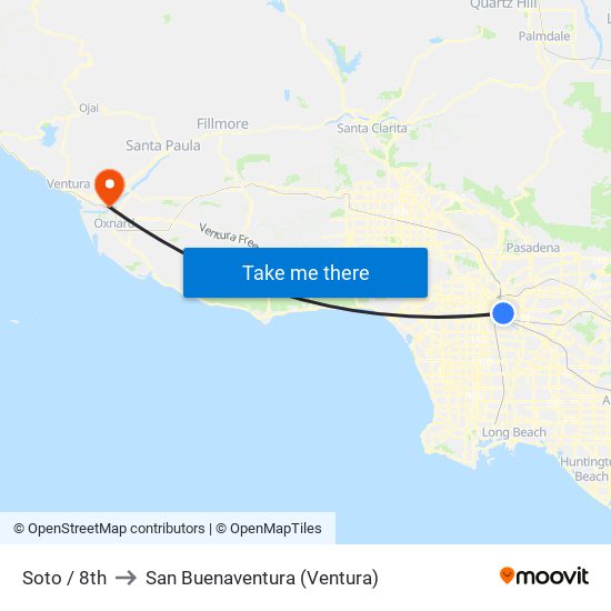 Soto / 8th to San Buenaventura (Ventura) map