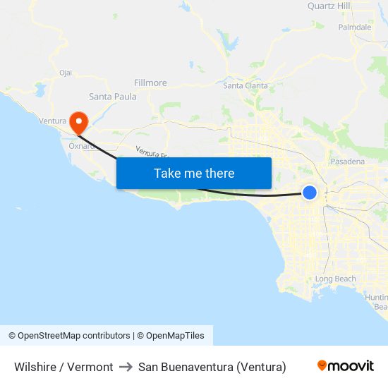 Wilshire / Vermont to San Buenaventura (Ventura) map