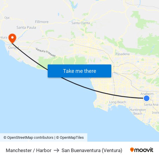 Manchester / Harbor to San Buenaventura (Ventura) map