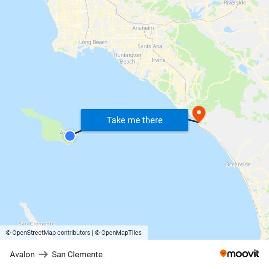 Avalon to San Clemente map