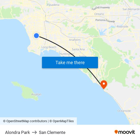 Alondra Park to San Clemente map