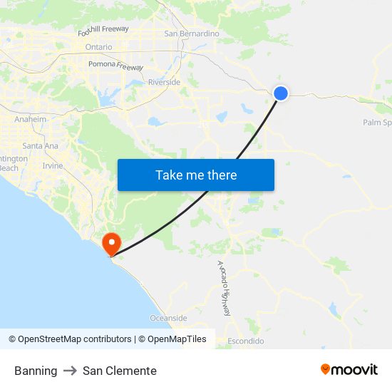 Banning to San Clemente map