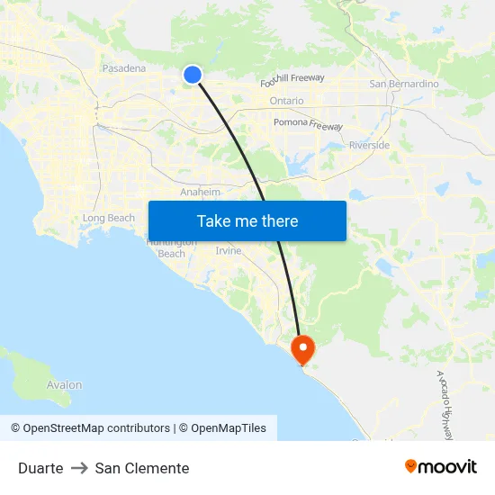 Duarte to San Clemente map