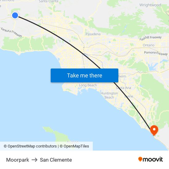 Moorpark to San Clemente map