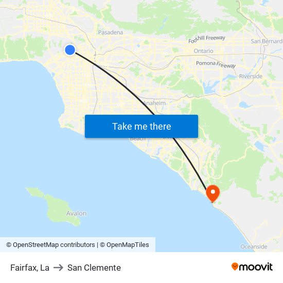 Fairfax, La to San Clemente map