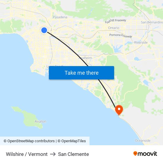 Wilshire / Vermont to San Clemente map