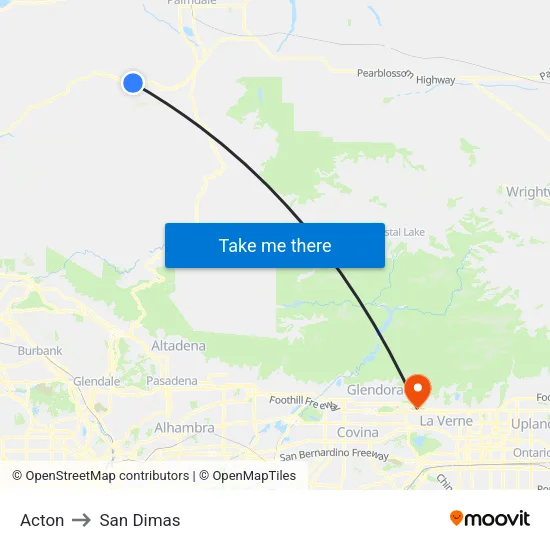 Acton to San Dimas map