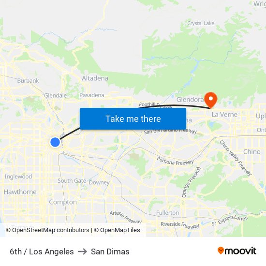 6th / Los Angeles to San Dimas map