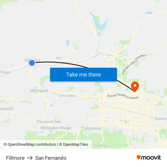 Fillmore to San Fernando map