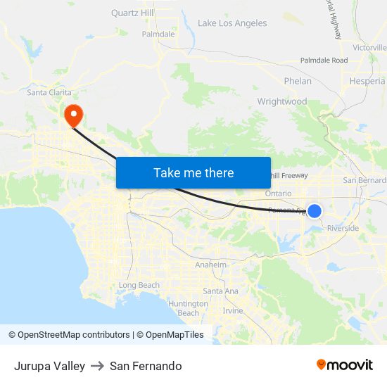 Jurupa Valley to San Fernando map