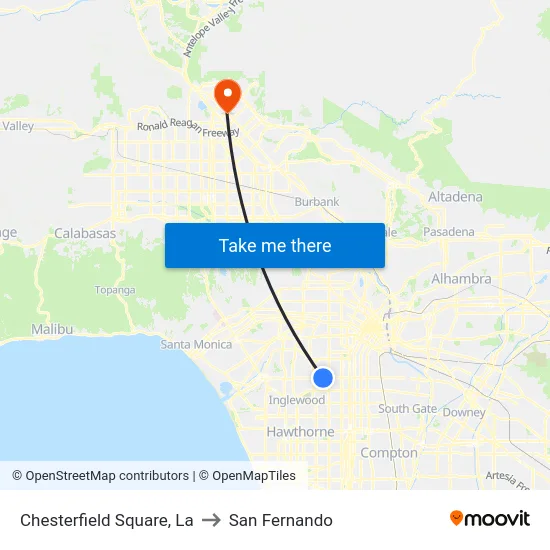 Chesterfield Square to San Fernando map