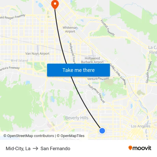 Mid-City to San Fernando map