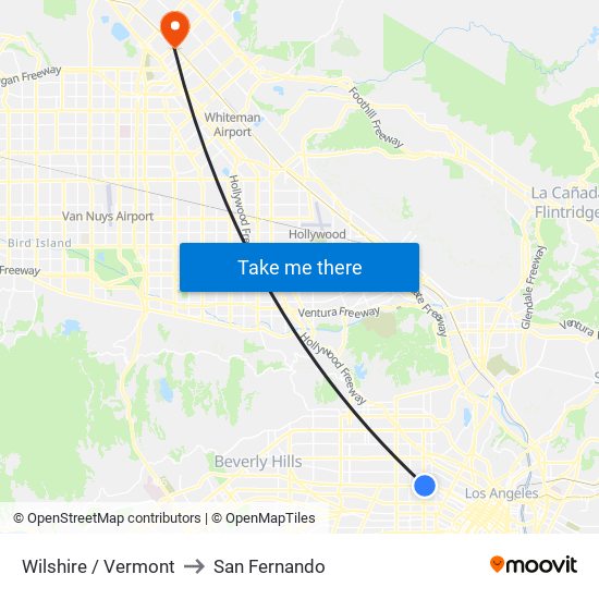 Wilshire / Vermont to San Fernando map