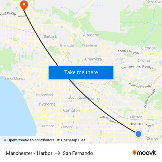 Manchester / Harbor to San Fernando map
