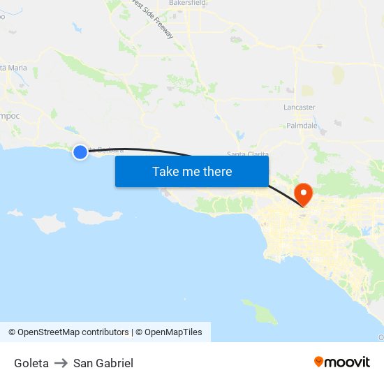 Goleta to San Gabriel map