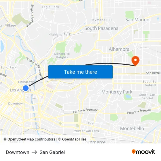 Downtown to San Gabriel map