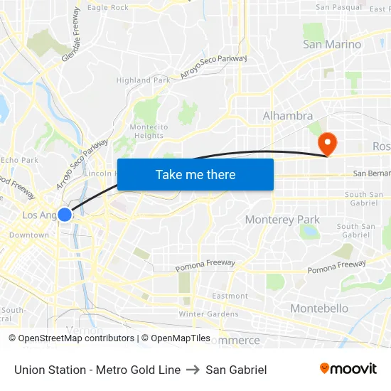 Union Station - Metro Gold Line to San Gabriel map