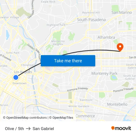 Olive / 5th to San Gabriel map