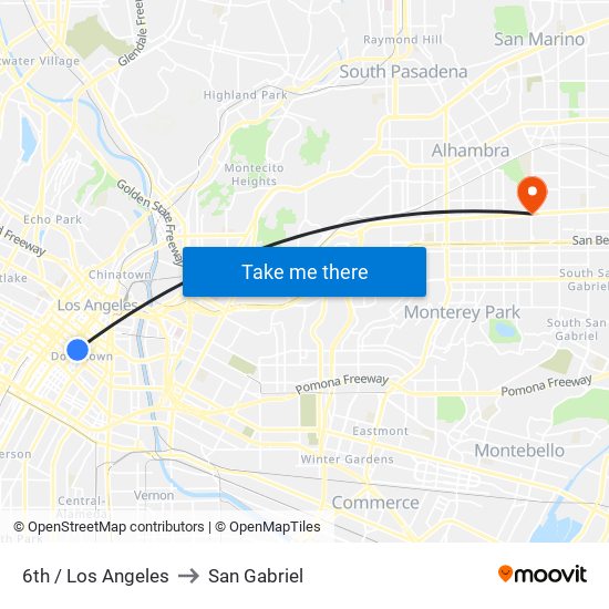 6th / Los Angeles to San Gabriel map