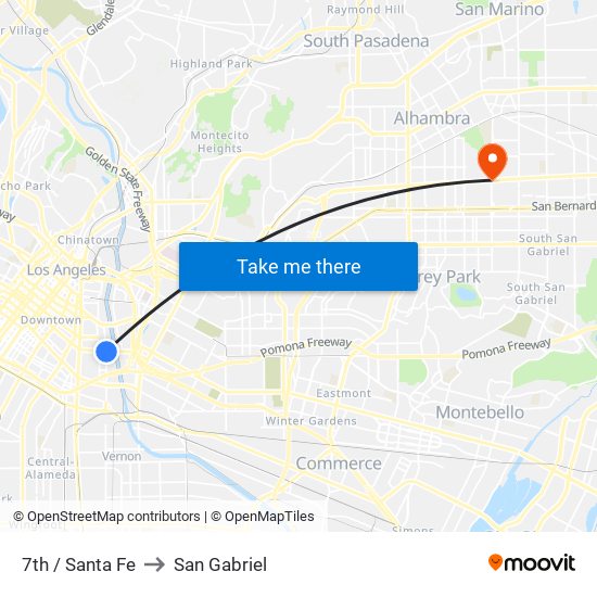 7th / Santa Fe to San Gabriel map