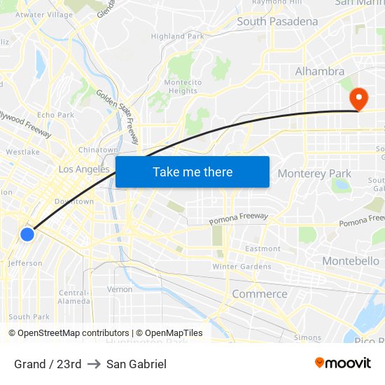 Grand / 23rd to San Gabriel map