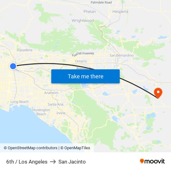6th / Los Angeles to San Jacinto map