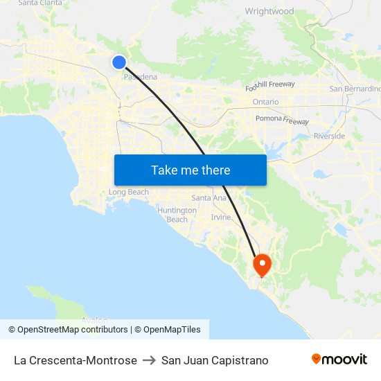 La Crescenta-Montrose to San Juan Capistrano map