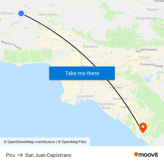 Piru to San Juan Capistrano map