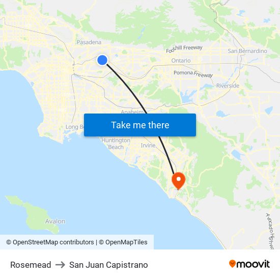 Rosemead to San Juan Capistrano map