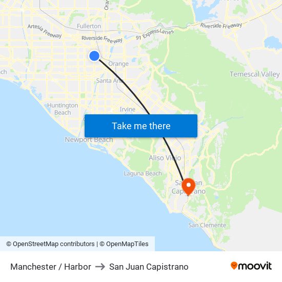 Manchester / Harbor to San Juan Capistrano map