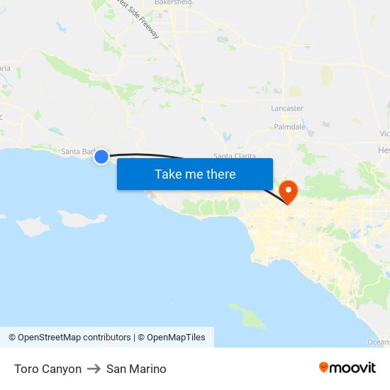 Toro Canyon to San Marino map